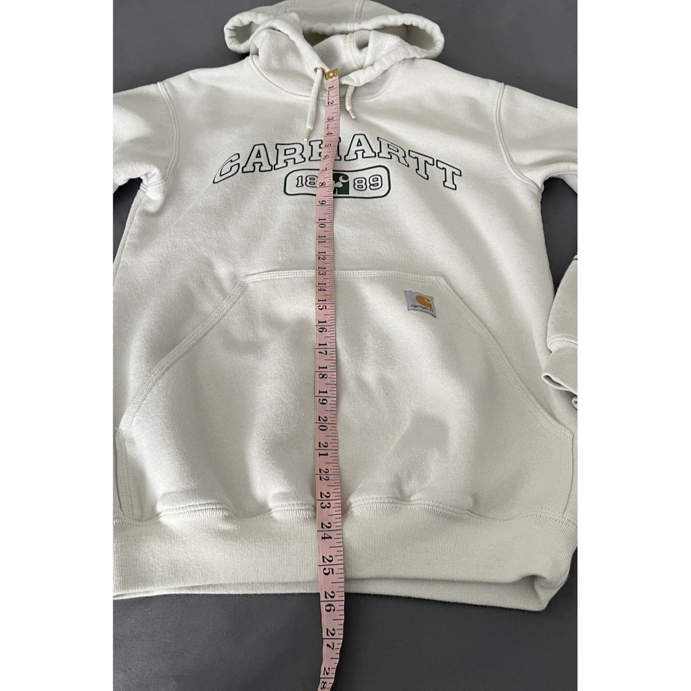 Carhartt Hoodie Womens Size XS Ivory Loose Fit Shamrock Irish Hooded Sweater - Picture 9 of 10